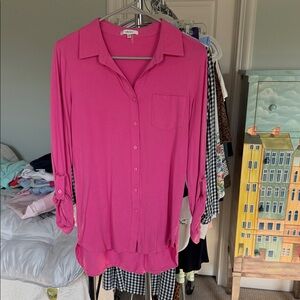 Tyler Boe Women's Button-Down Shirt in Hot Pink